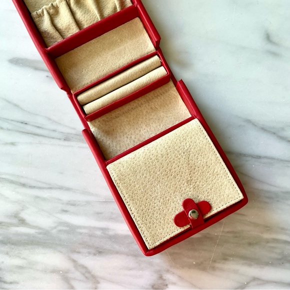 ROYCE•Luxe Travel Jewelry Case•NEW•RETIRED Red•Top Grain Nappa Leather and Suede - Picture 11 of 16